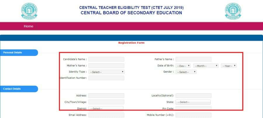 Fill Online Application Form for CTET in Hindi